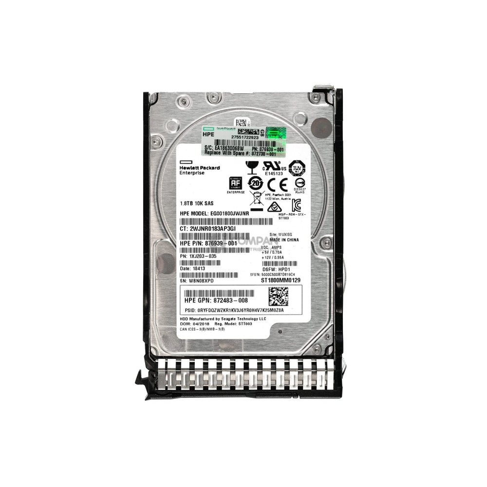 872738-001 HP HDD 1.8TB 10K SAS 12G 2.5" SFF HOT-SWAP G8 G9
